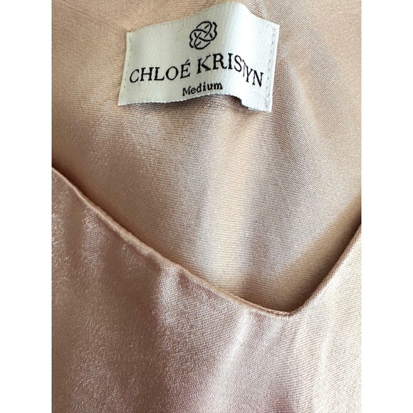 Champagne colored Camille satin camisole cami top by Chloé Kristyn, Size Medium - Picture 4 of 4